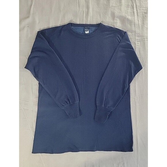 Lands End Mens XL Sweater Pullover Crew Neck Wool Blend Knit Dark Blue USA VTG - Picture 1 of 12